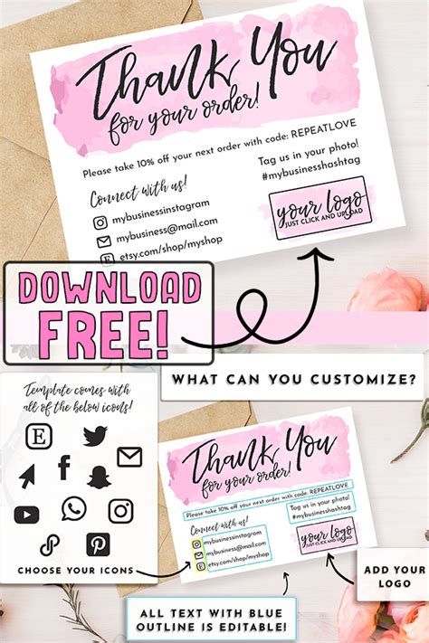 Keep in mind that each order will be made especially for you, so you should look up production and shipping items. FREE DIY Thank You for Your Order Cards for Etsy Orders - Thank You cards for online pu ...