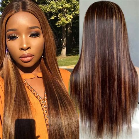 Lace Front Human Hair Wigs For Women Pre Plucked Ombre Straight
