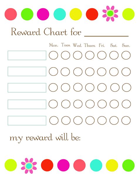 Printable Redesigned But Not My Own Design Reward Chart Kids