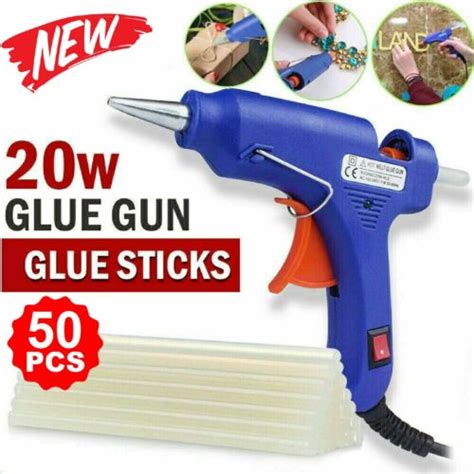 Electric Hot Melt Glue Gun Trigger 50 Sticks Adhesive Craft Diy Hobby