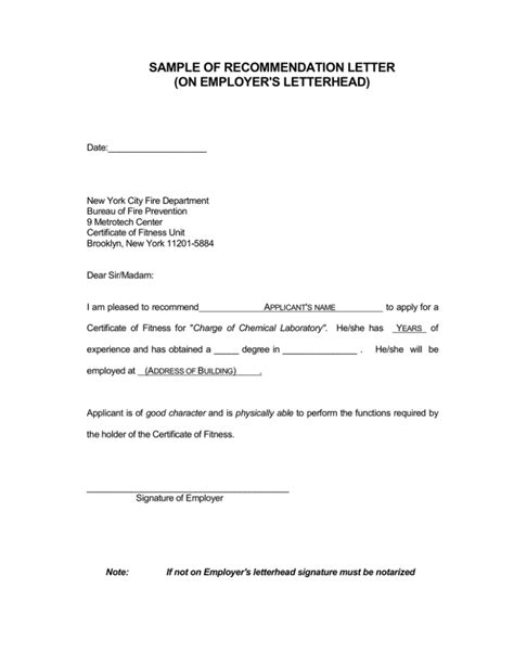 Sample Of Recommendation Letter On Employers Letterhead