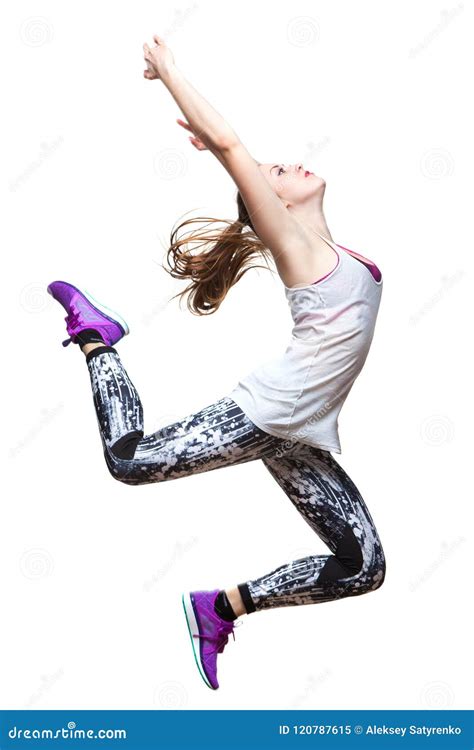 Beautiful Young Woman Dancing In Studio Jump Stock Image Image Of