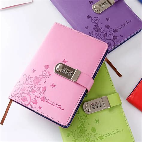 New Personal Diary With Lock Code Leather Notebook Paper 100 Sheets A5