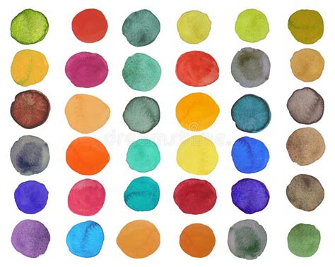 Set Of Bright Colorful Watercolor Circle On White Background Stock