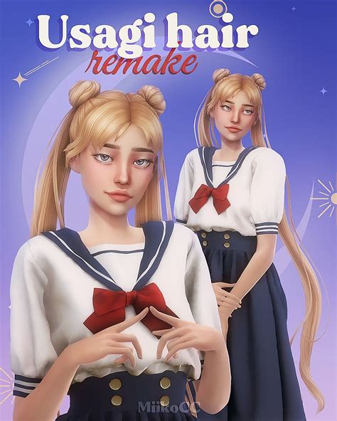 Miiko — Usagi Hair Remake Sims Hair Sims 4 Sims 4 Anime