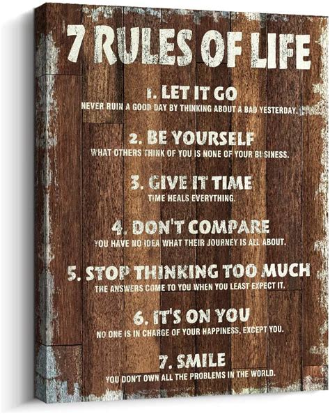 Amazonsmile Pigort Motivational Quotes Wall Decor 7 Rules Of Life