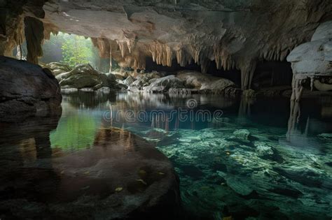 Antiguo Sistema De Cuevas De Agua Dulce Con Agua Cristalina Y Delicadas