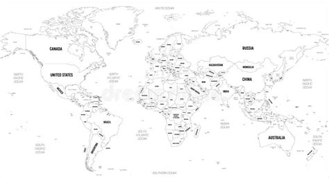 Best Black And White World Map Printable Printablee Black And