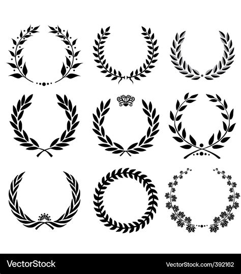 Set Laurel Wreath Royalty Free Vector Image Vectorstock