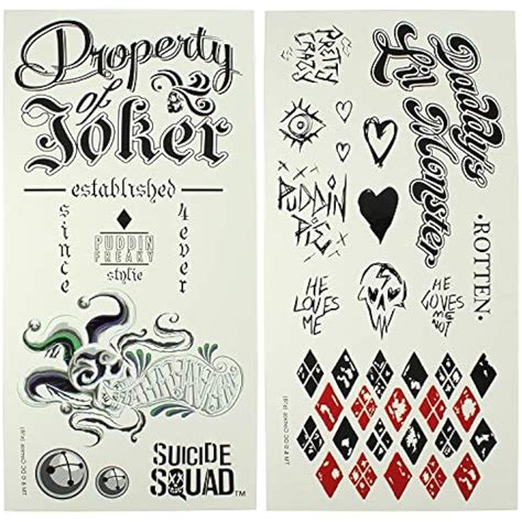 Suicide Squad Harley Quinn Joker Temporary Tattoos Toys And Games Ebay
