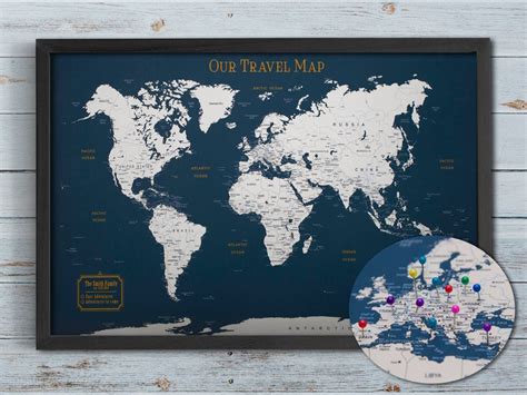 Push Pin Map Large World Map Wall Art Push Pin Travel Map Gambaran