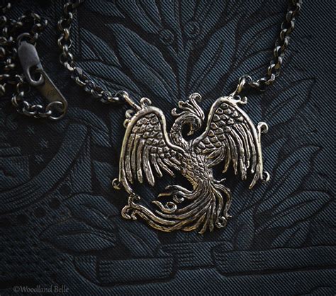 Phoenix Necklace For Men Oxidized Sterling Silver Phoenix Pendant