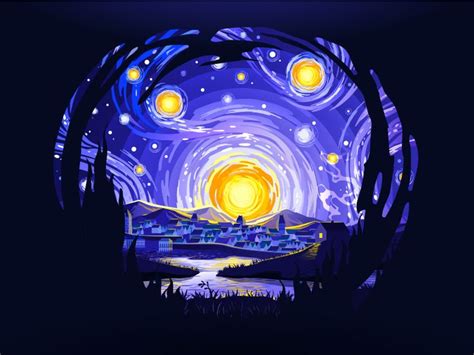 Starry Night Night Art Illustration Art Art Background
