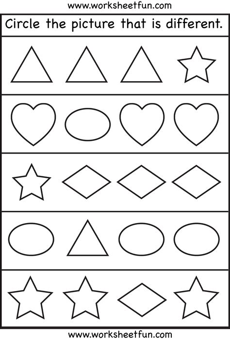 Same Different Pre K Worksheets Shapes Worksheet Kindergarten Shapes