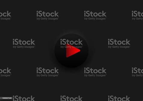Web Play Symbol Icon On Red In Black Push Button In Black Background
