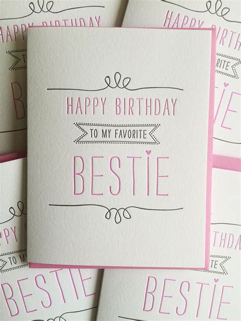 Birthday Card For Best Friend Bestie Card Best Friend Letterpress