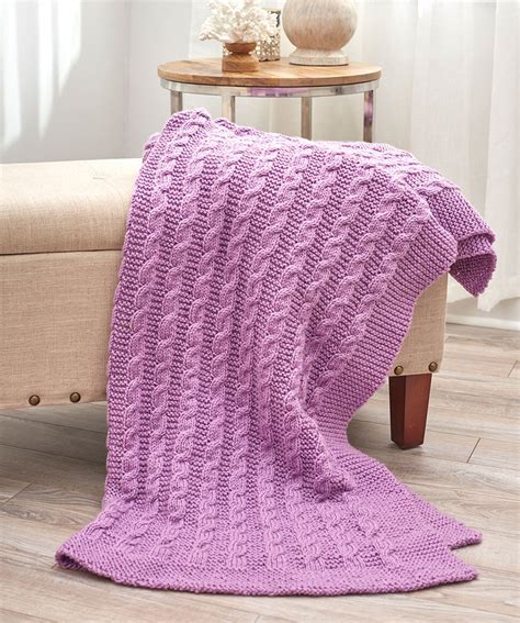 Free Pattern For Pink Cable Knit Comfort Throw Knitting Things