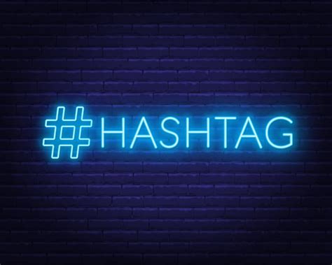 Premium Vector Neon Hashtag Sign On Brick Wall Background