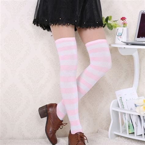 pink striped thigh highs socks stockings fetish kink ddlg playground