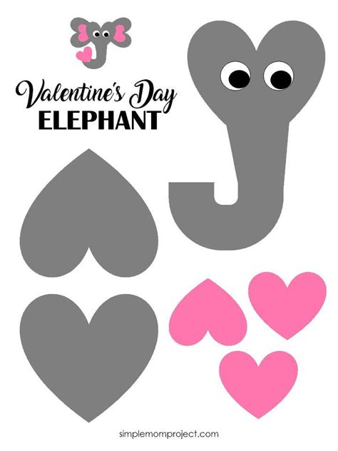 Free Printable Heart Elephant Craft For Kids Easy Valentine Crafts