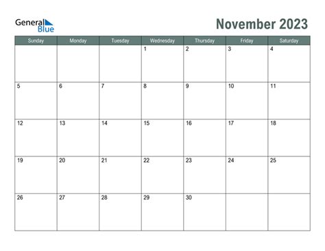 November 2023 Calendar Pdf Word Excel