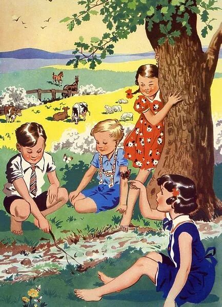 Infant School Illustrations 1950s Uk Playing Enid Blyton 7079869