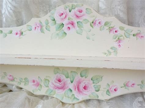 Pink Rose Long Wall Shelf Dasommers Hp Hand Painted Chic Shabby Vintage