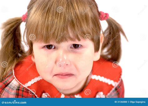 Portrait Of Crying Little Girl Playing At Tablefrustrated Girl Showing