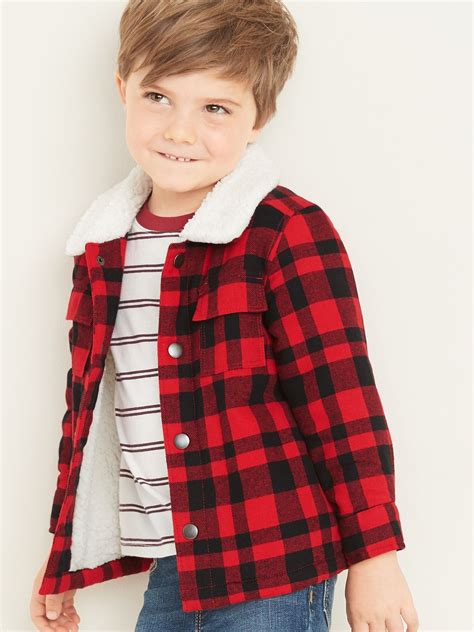 Plaid Flannel Sherpa Lined Shirt Jacket For Toddler Boys In 2020