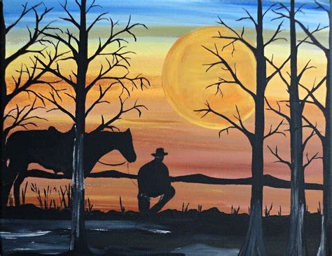 Silhouette Painting Created With Acrylic Colors On A 11x14x1 Framed