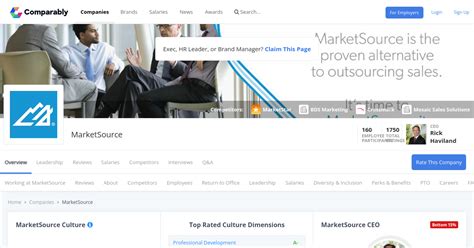 Marketsources Company Culture Scored On 18 Different Metrics Comparably