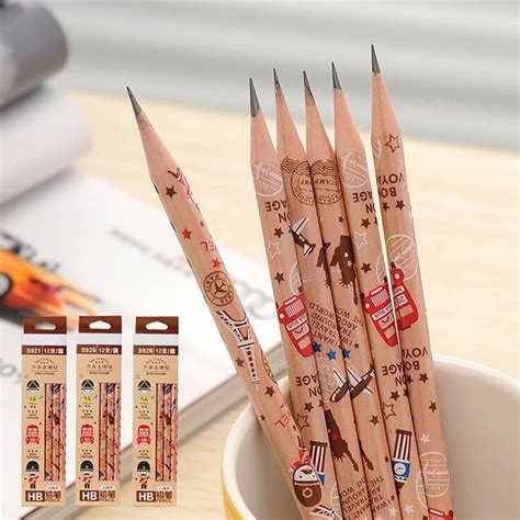 12 Pieceslots New Cute Standard Pencils Classic Novelty Wooden Hb