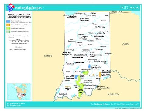 Indiana Federal Lands And Indian Reservations Map Indiana Indians