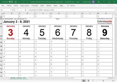Excel Interactive Calendar Template