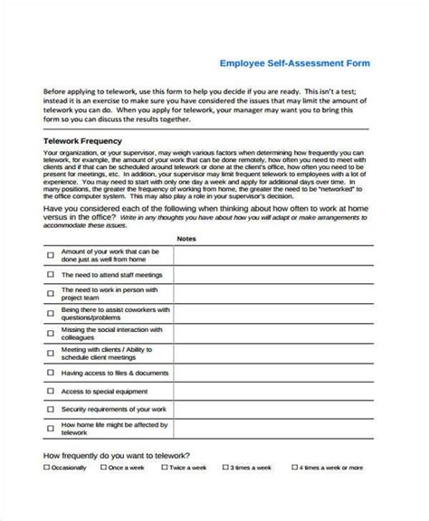 Free 9 Self Assessment Forms In Pdf Ms Word Excel