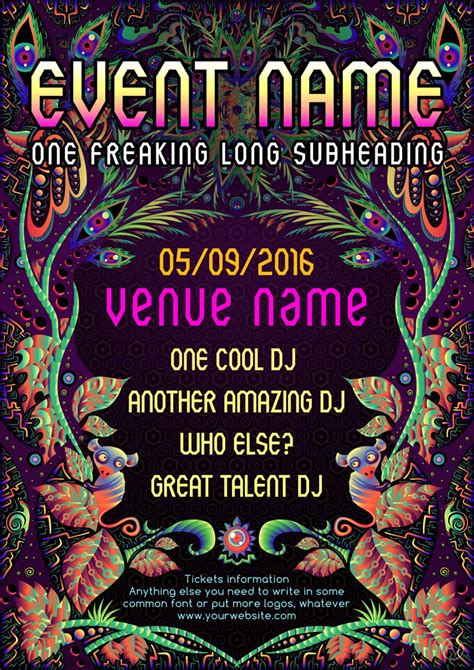 Free Psychedelic Party Flyer Jungle Template By Andrei Verner