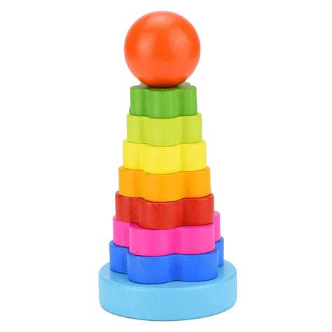 Kids Baby Wooden Toys Stacking Ring Tower Stapelring Blocks Learning