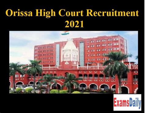 Orissa High Court Recruitment 2021 Out Apply For Adhoc Vacancies High