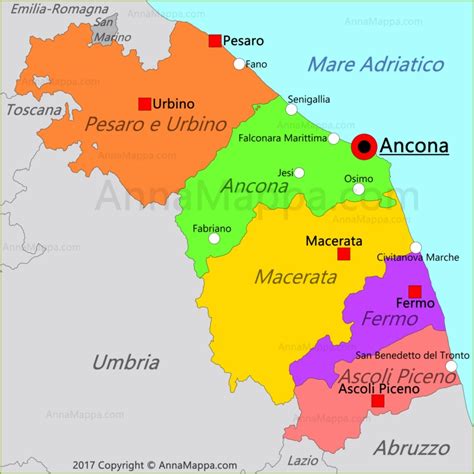 Carta geografica umbria e marche. Mappa Marche | Italia - AnnaMappa.com