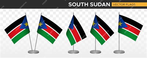 bandeiras de mesa do sudão do sul maquete ilustração vetorial 3d bandeira de mesa do sudão do
