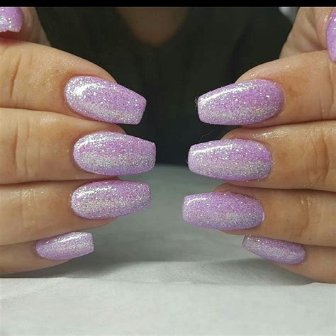 Pastel purple glitter acrylic nails | Purple glitter nails, Purple acrylic nails, Purple nails