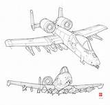 A10 Thunderbolt Coloring Airplane Sketch Aircraft Warthog Drawing Drawings Template Deviantart Sheets Military Wip Air sketch template