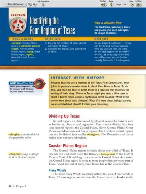 Identifying The Four Regions Of Texas Teacher