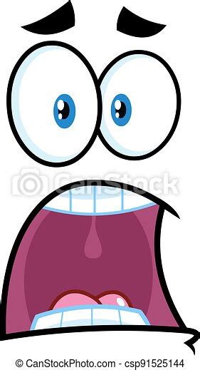Shocked Cartoon Funny Face With Facial Expression Vector Illustration