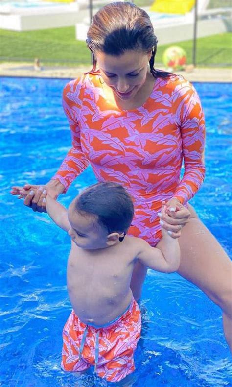 Eva Longoria Shows Her Matching Swimwear With Son Santiago