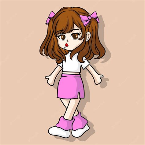 Premium Vector Illustration Art Cute Chibi Girl With Candy Character