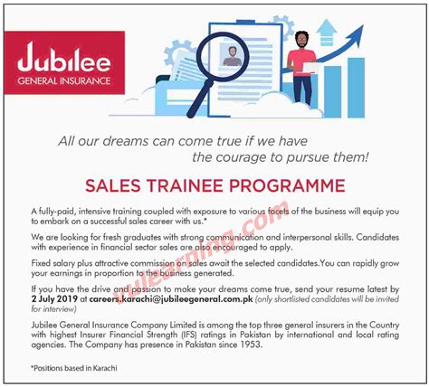 See currently available insurance job openings on insurance.jobs.net. Jubilee Life Insurance Sales Trainee Program June 2019 Sales Jobs Latest