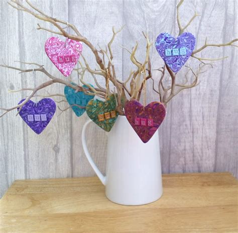 Colourful Hanging Hug Hearts heart decoration hug ornament | Etsy 
