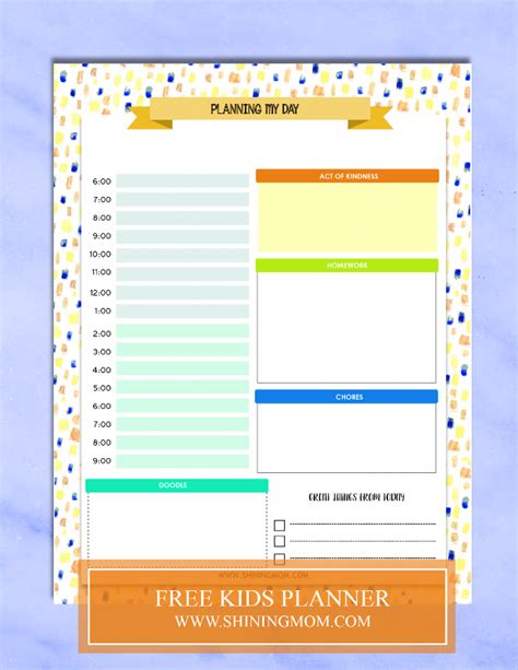 Free Printable Kids Planner Cute And Colorful In 2020 Kids Planner