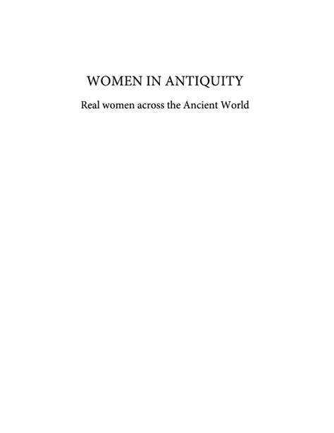 pdf women in antiquity real woman across the ancient world stephanie budin